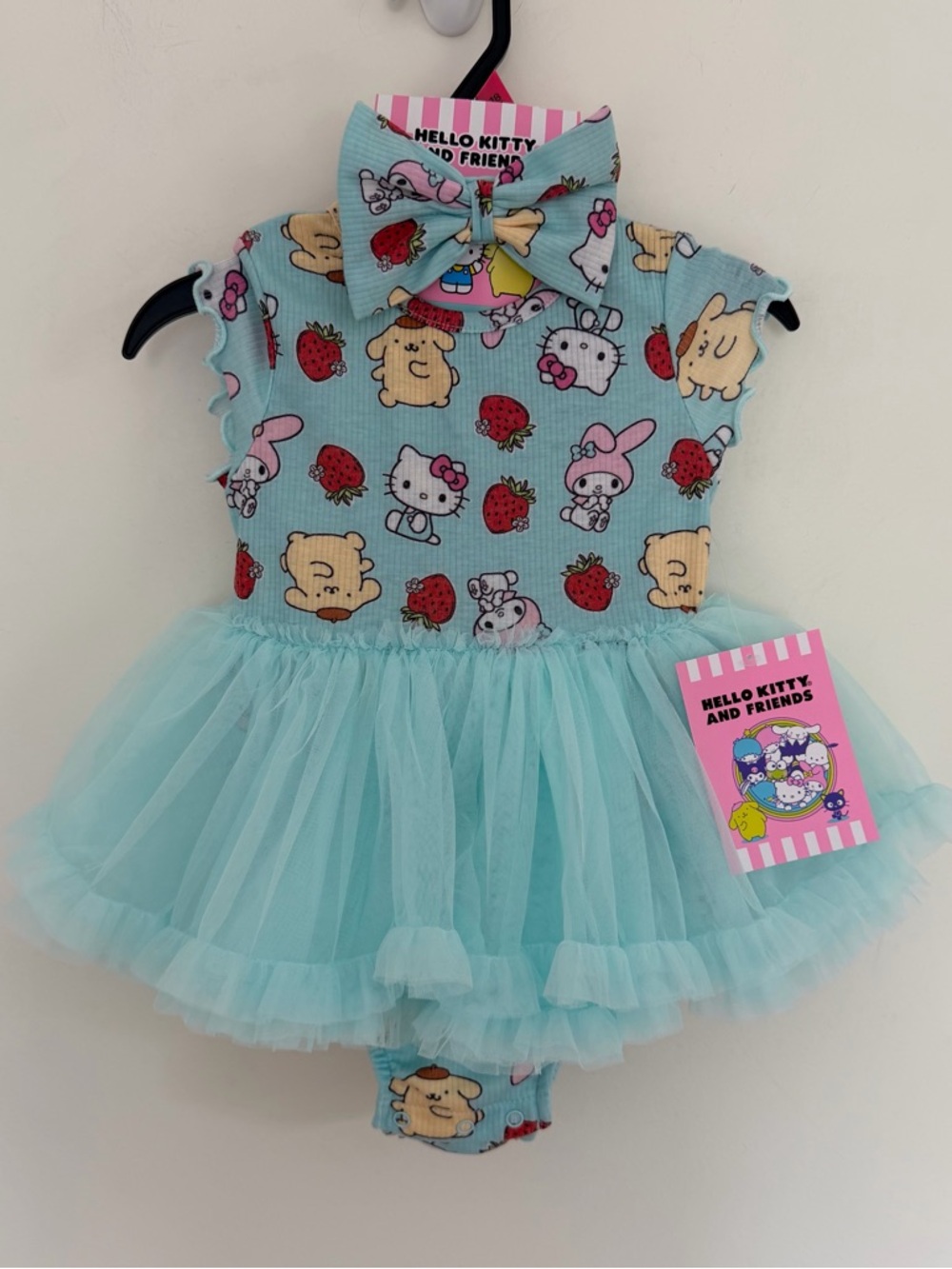 Hello Kitty Baby Girls Tutu Dress Bodysuit with Matching Headband, 2-Piece